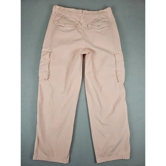 Madewell Pants‎ Women's Size 28x28 Light Pink Button Cargo Pockets Mid Rise - Picture 7 of 10